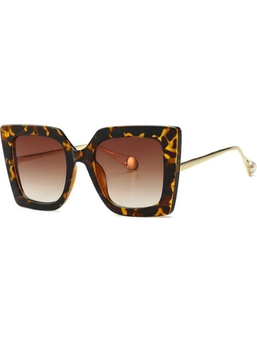 Women's Oversized Sunglasses Retro Square Frame Sun Glasses Shades Leopard Brown